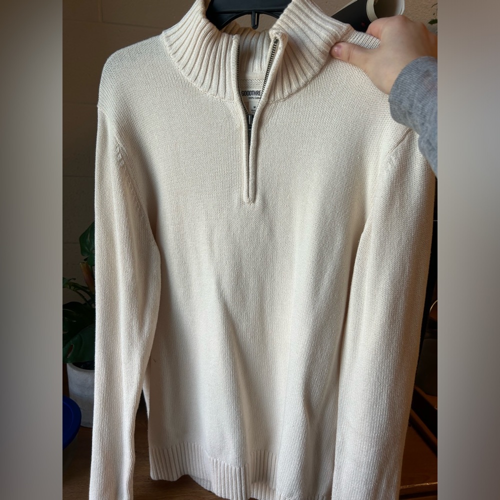 Unisex cream sweater, 100% cotton
